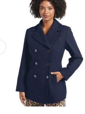 Women’s Double-Breasted Navy Peacoat